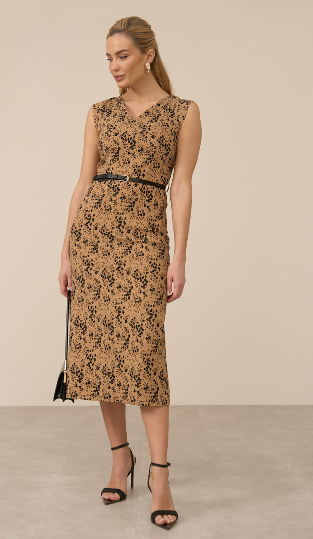 Фото plate-midi-v-cvetocnyj-print-karamelnoe-03 товару Сукня міді в квітковий принт карамельна0