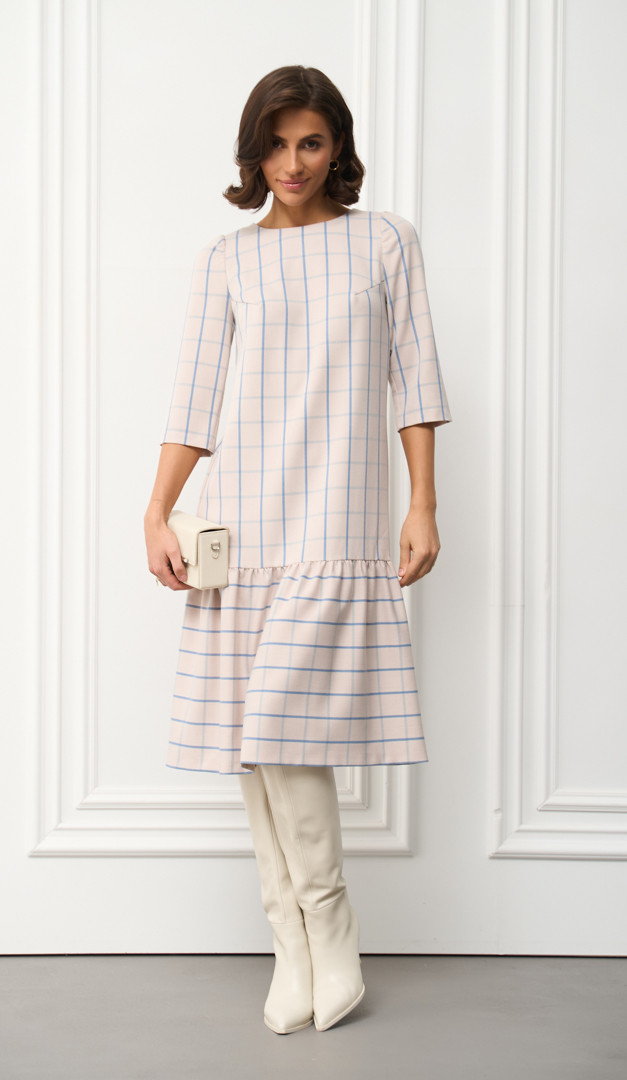 Фото plate-midi-v-kletku-03 товару Сукня міді в клітинку0