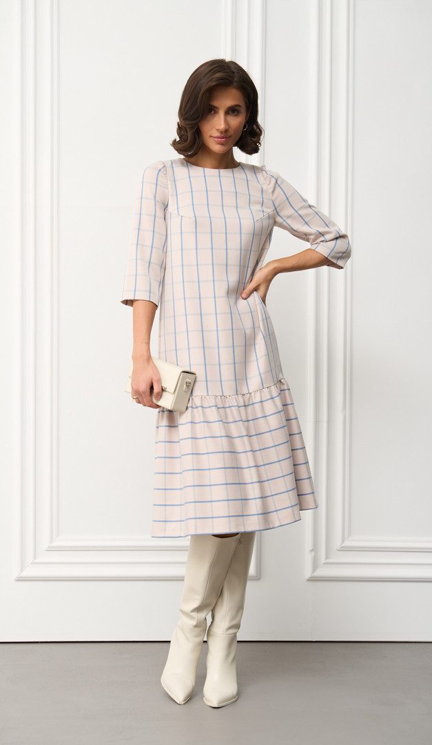 Фото plate-midi-v-kletku-04 товару Сукня міді в клітинку0