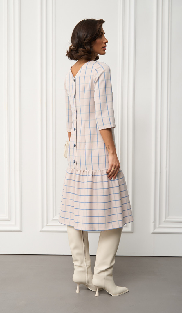 Фото plate-midi-v-kletku-05 товару Сукня міді в клітинку0