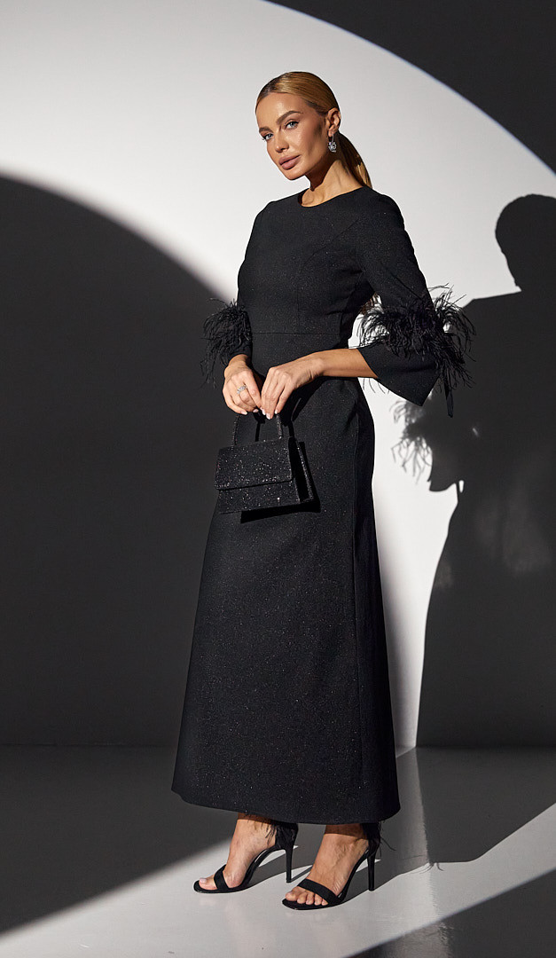 Фото plate-prazdnicnoe-maksi-cernoe-01 товару Сукня святкова максі чорна