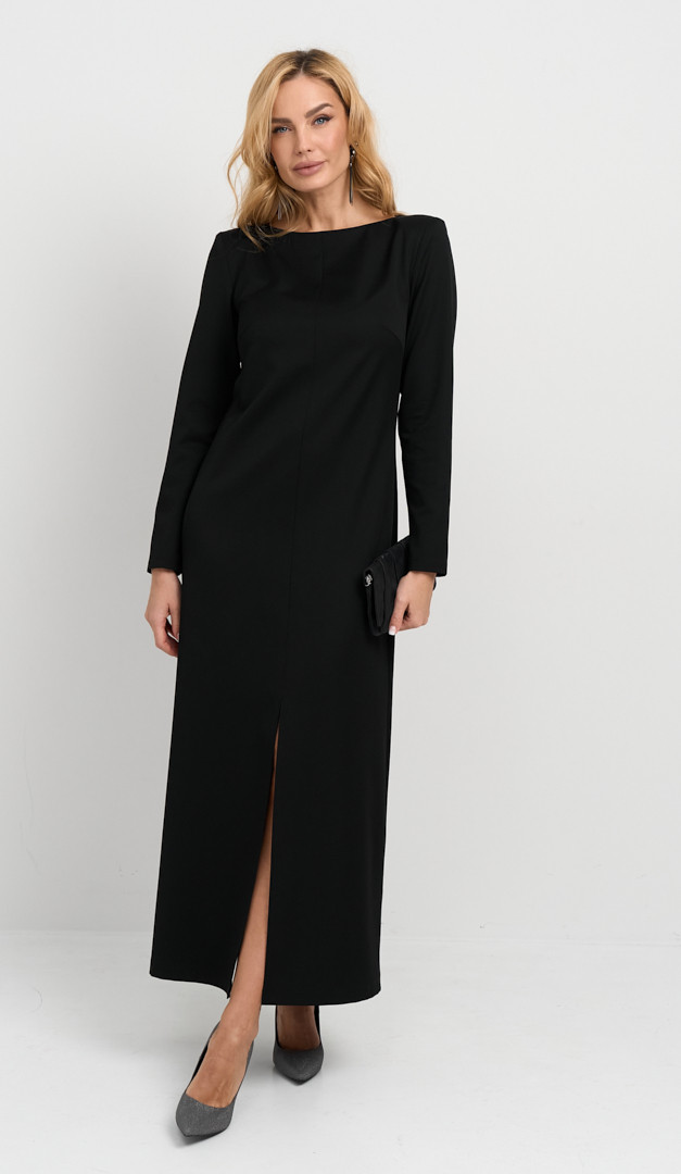 Фото plate-s-razrezom-maksi-cernoe-01 товара Платье с разрезом макси черное0