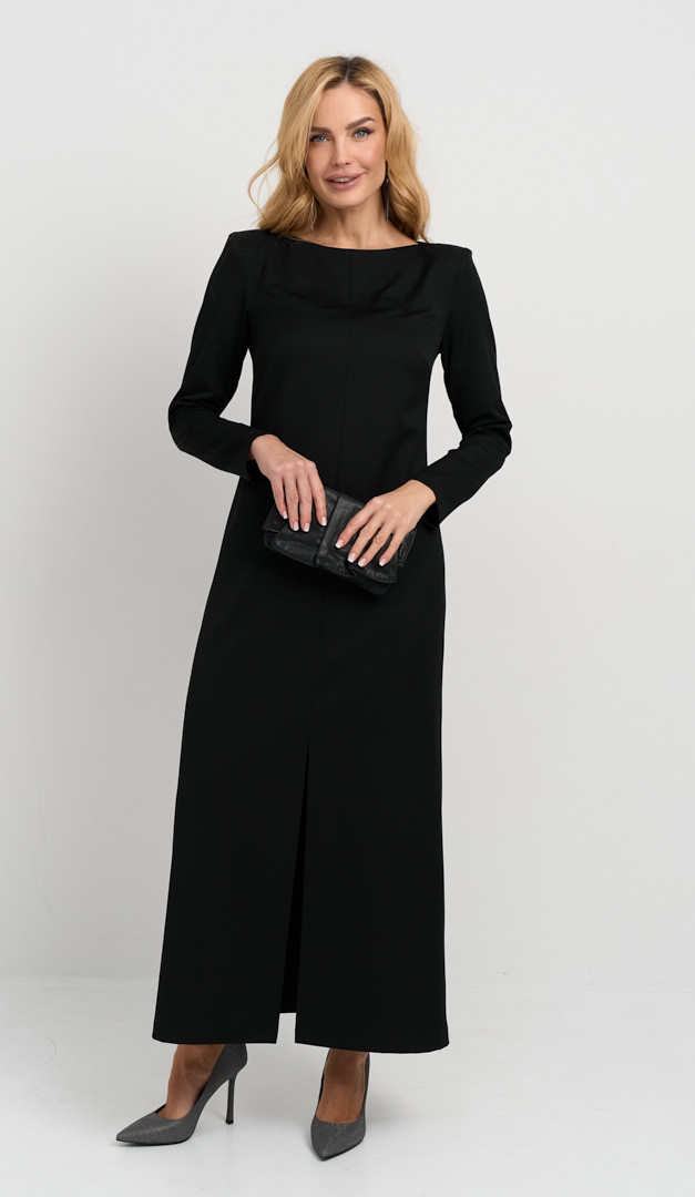 Фото plate-s-razrezom-maksi-cernoe-04 товара Платье с разрезом макси черное0