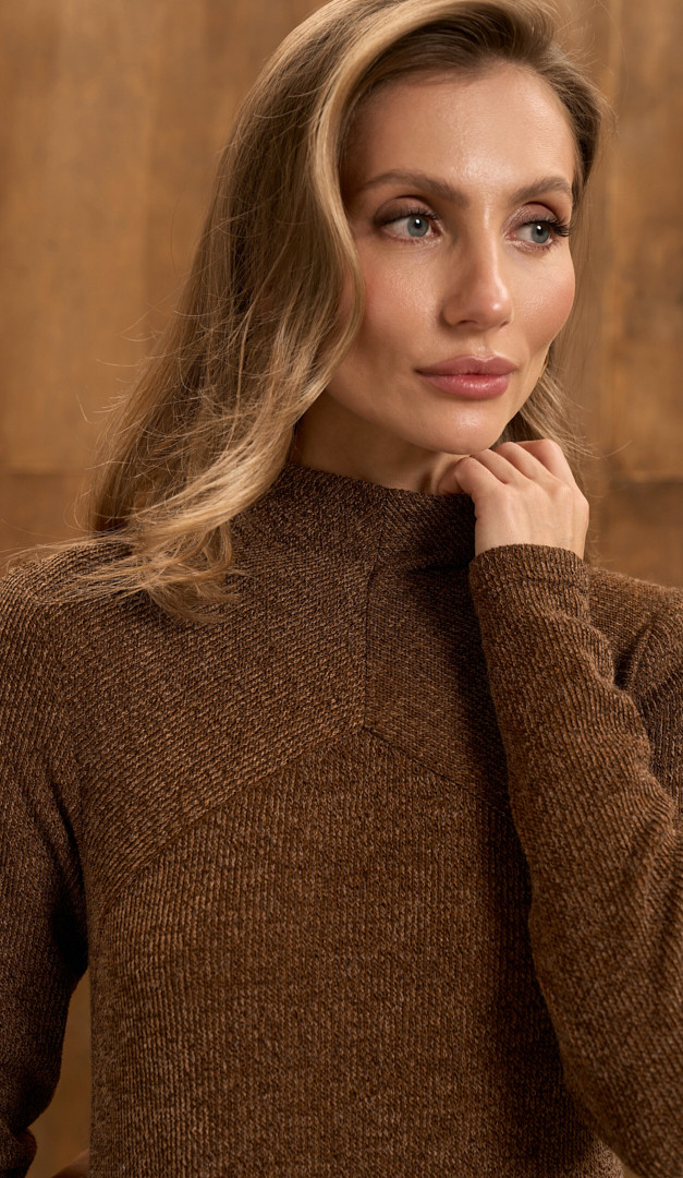 Фото plate-trikotaznoe-koricnevyj-melanz-03 товару Сукня трикотажна коричневий меланж0