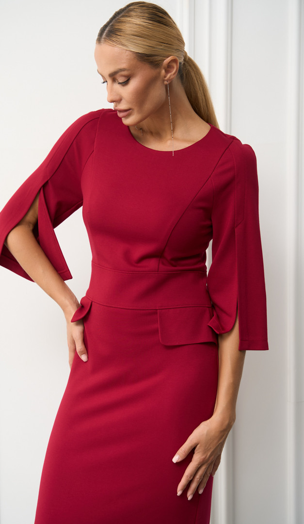 Фото plate-trikotaznoe-s-klapanami-bordo-2 товара Платье трикотажное с клапанами бордо0