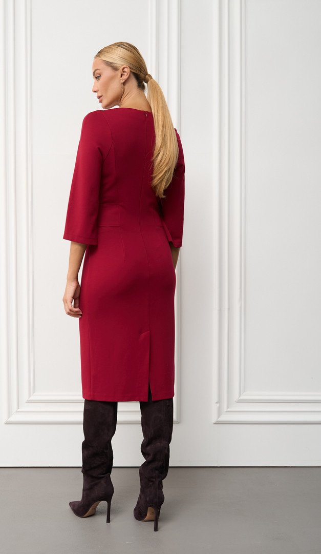 Фото plate-trikotaznoe-s-klapanami-bordo-6 товара Платье трикотажное с клапанами бордо0