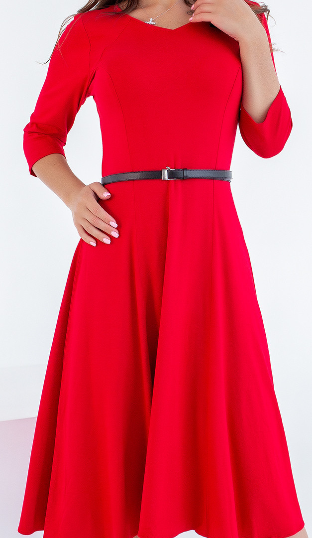 Фото plate-trikotaznoe-s-remnem-krasnoe-03 товара Платье трикотажное с ремнем красное0