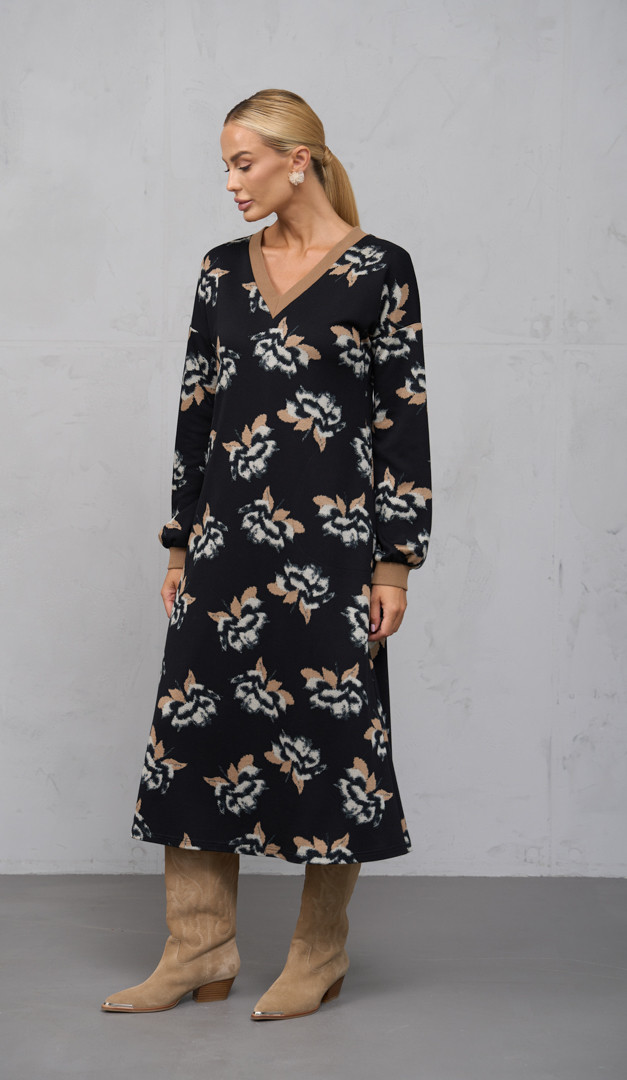 Фото plate-trikotaznoe-v-cvetocnyj-print-03 товару Сукня трикотажна в квітковий принт0