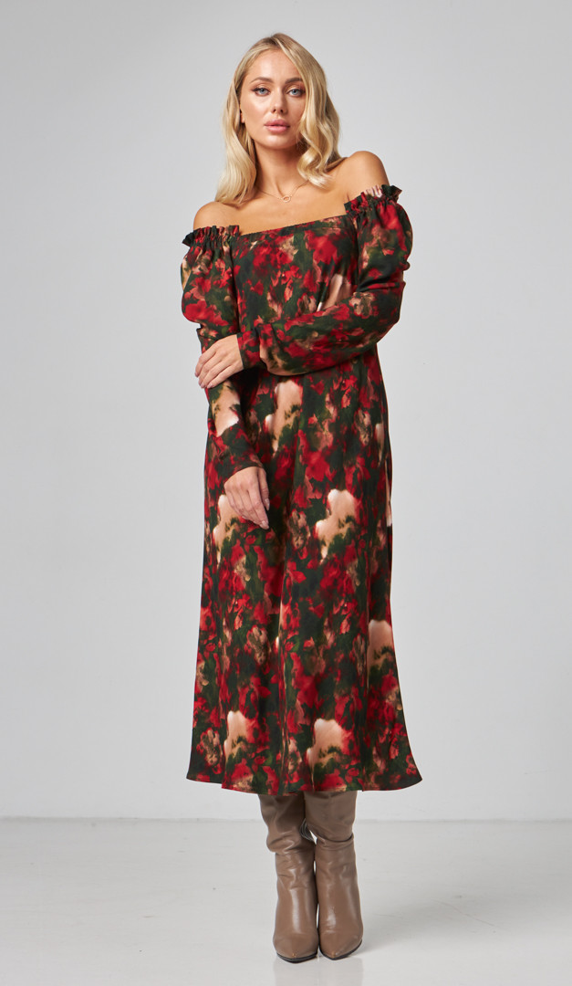 Фото plate-v-cvetocnyj-print-midi-01 товару Сукня в квітковий принт міді