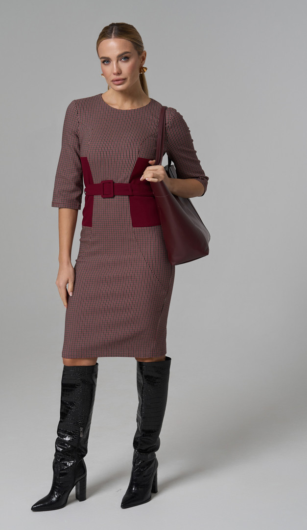 Фото plate-v-gusinuu-lapku-bordo-02 товара Платье в гусиную лапку бордо0