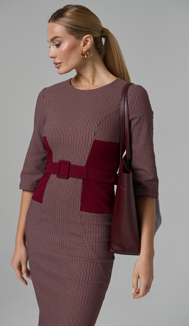 Фото plate-v-gusinuu-lapku-bordo-03 товара Платье в гусиную лапку бордо0