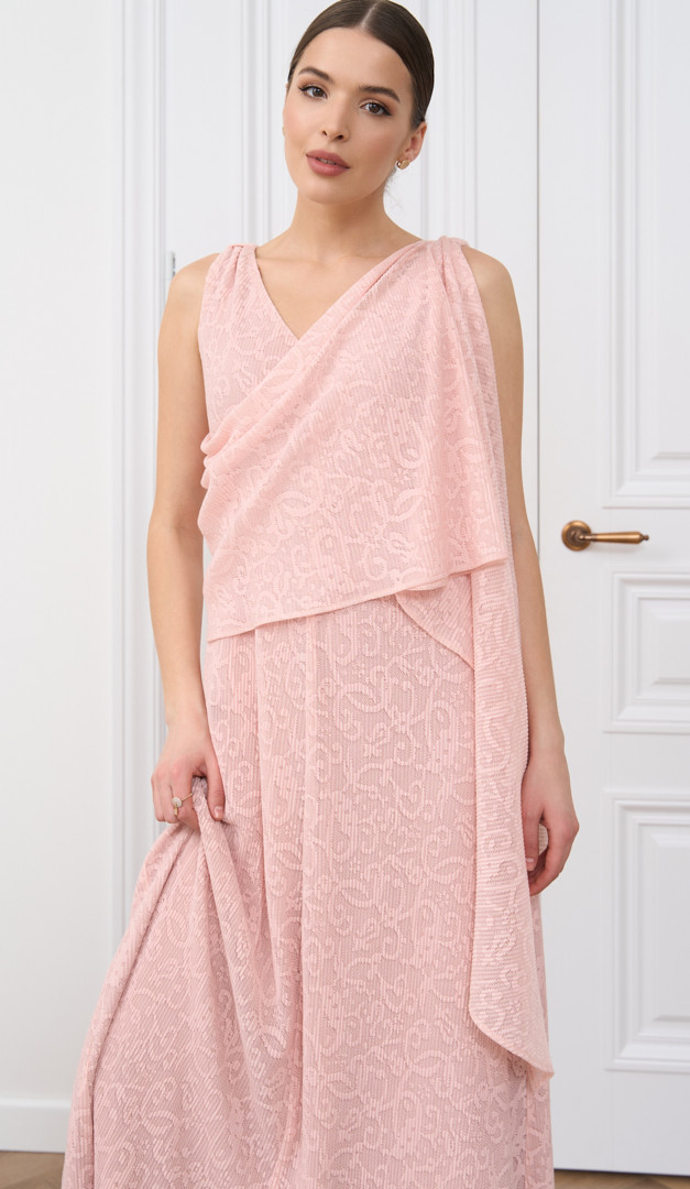 Фото plate-zenskoe-gofre-pudrovoe-04 товару Сукня жіноча гофре пудрова0