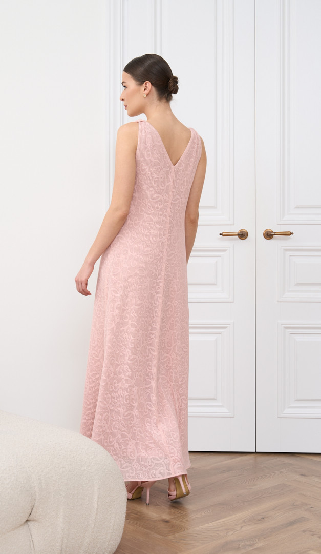 Фото plate-zenskoe-gofre-pudrovoe-05 товару Сукня жіноча гофре пудрова0