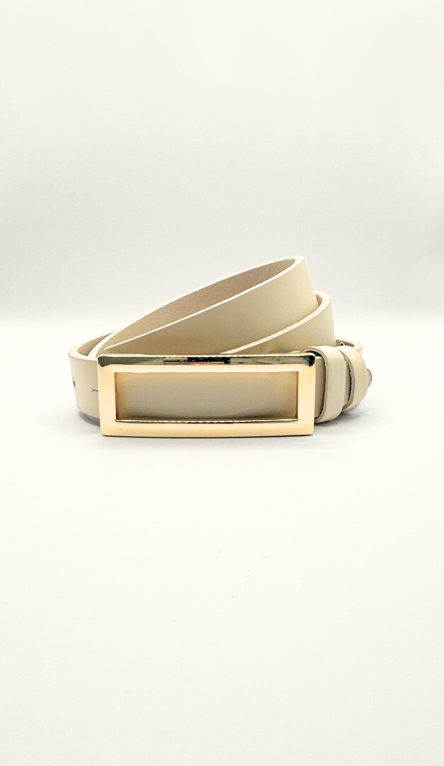 Фото remen-bezevyj-pramougolnyj-zoloto-gvozd-25mm-01 товару Ремінь бежевий прямокутний золото цвях 25мм