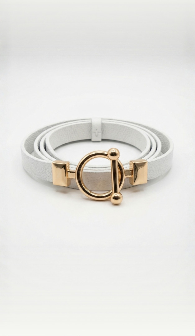 Фото remen-kozanyj-prazka-krugloe-zoloto-15mm-belyj-02 товара Ремень кожаный пряжка круглое золото 15мм белый