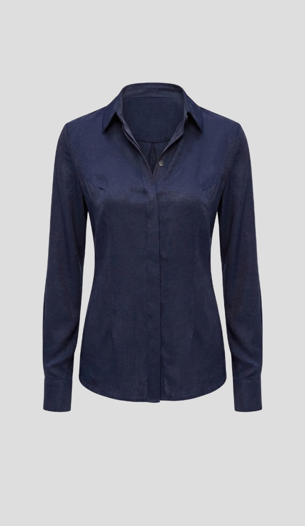 Фото rubaska-zenskaa-bazovaa-temno-sinaa-01 товара Рубашка женская базовая темно-синяя0