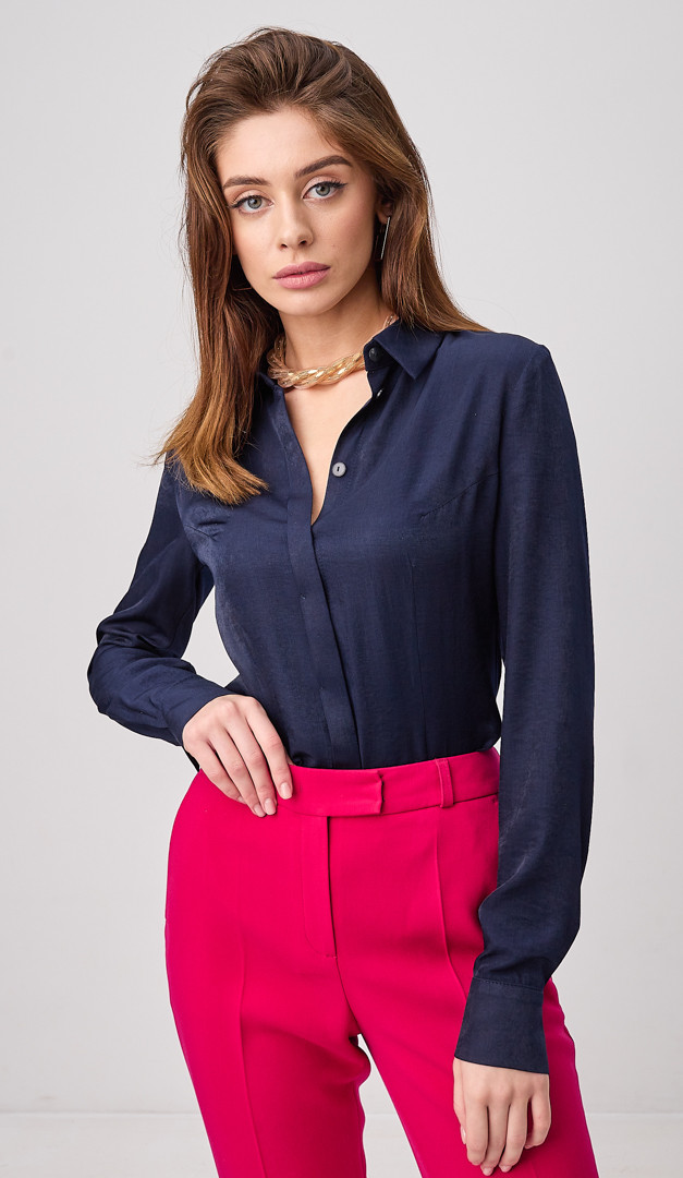 Фото rubaska-zenskaa-bazovaa-temno-sinaa-03 товара Рубашка женская базовая темно-синяя0