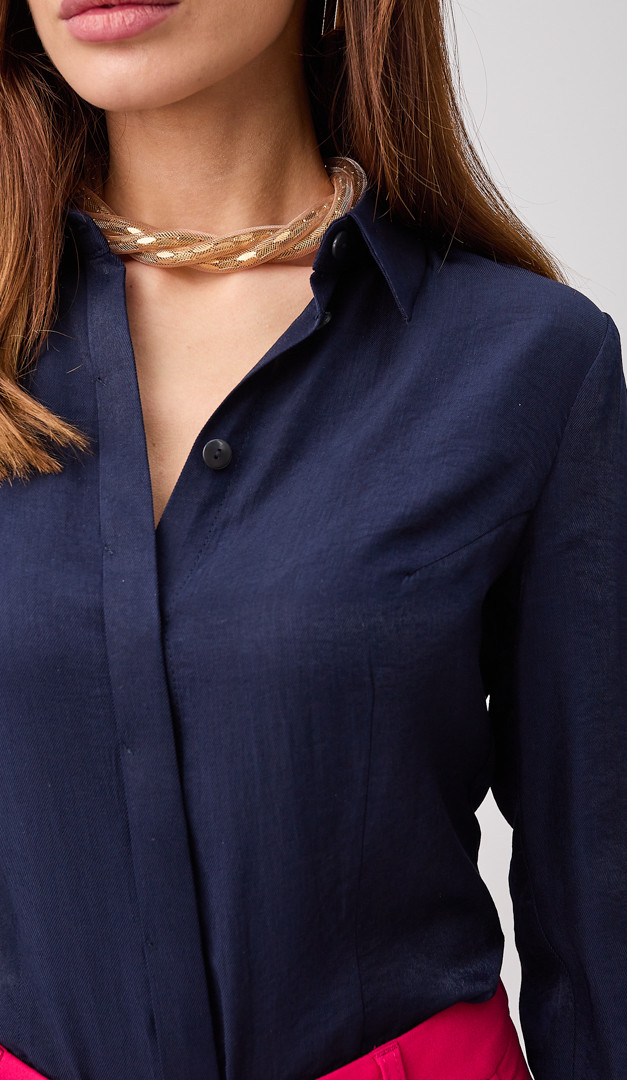 Фото rubaska-zenskaa-bazovaa-temno-sinaa-06 товара Рубашка женская базовая темно-синяя0