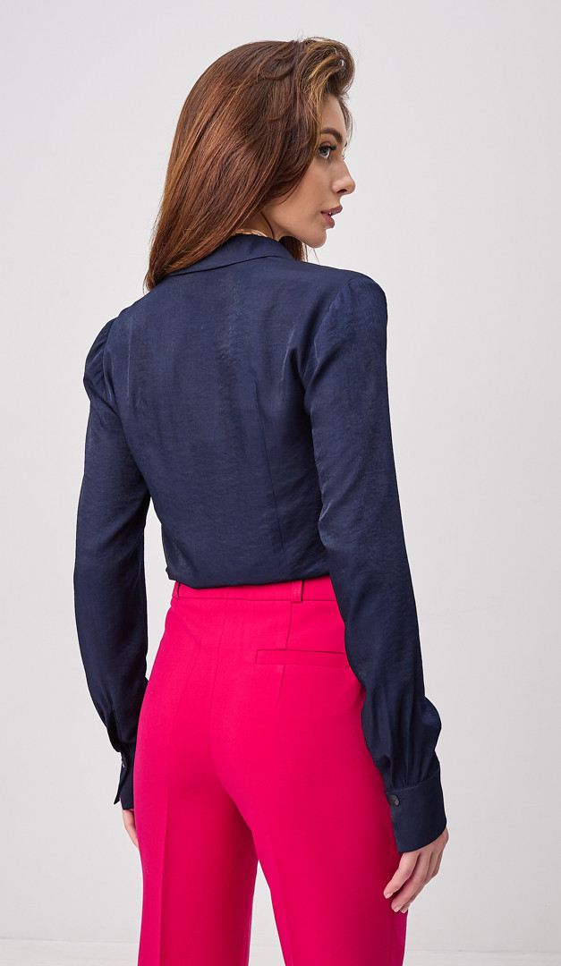 Фото rubaska-zenskaa-bazovaa-temno-sinaa-07 товара Рубашка женская базовая темно-синяя0