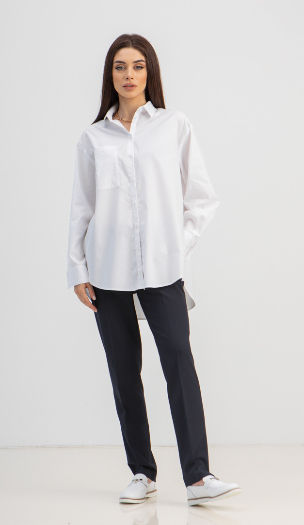 Фото rubaska-zenskaa-oversajz-s-karmanom-belaa-02 товару Сорочка жіноча оверсайз з кишенею біла0