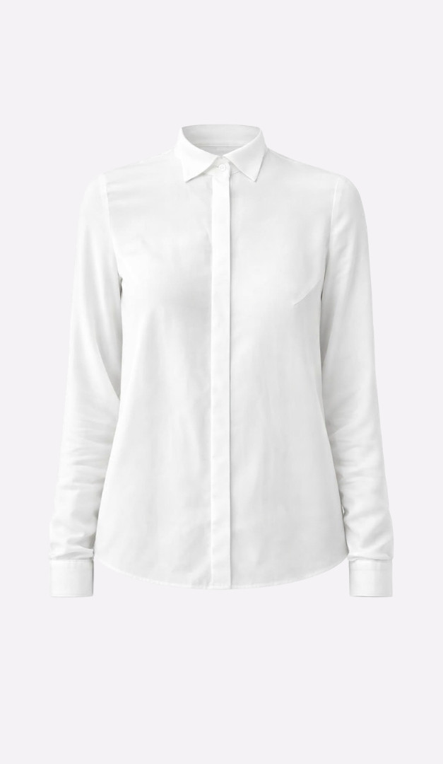 Фото rubaska-zenskaa-s-koketkoj-molocnaa-01 товара Рубашка женская с кокеткой молочная0