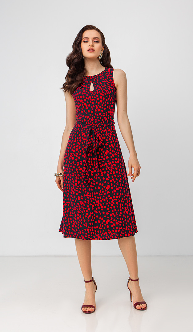 Фото sarafan-letnij-sinij-v-krasnyj-goroh-01 товара Сарафан летний синий в красный горох0