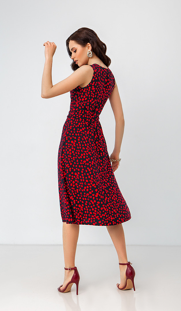 Фото sarafan-letnij-sinij-v-krasnyj-goroh-04 товара Сарафан летний синий в красный горох0