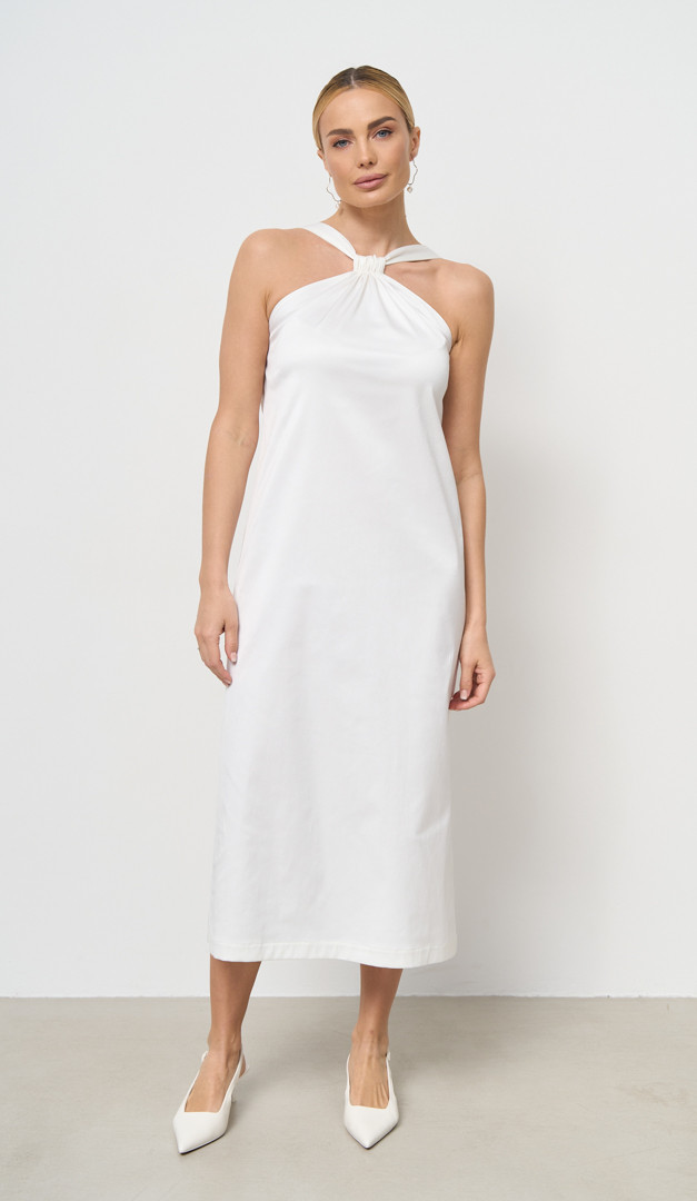 Фото sarafan-midi-na-bretelah-belyj-01 товару Сарафан міді на бретелях білий