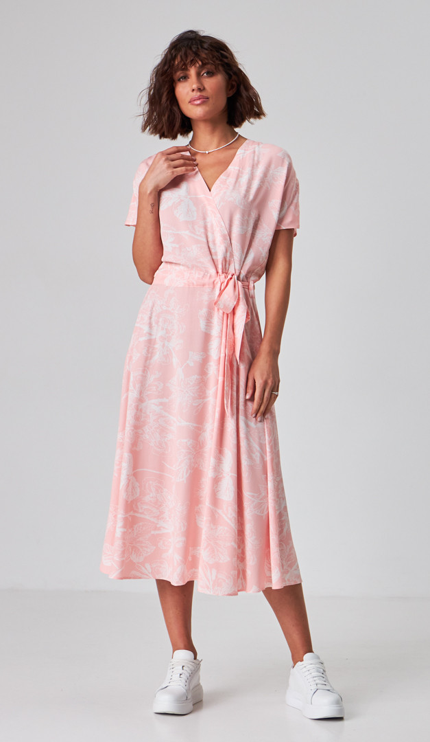 Фото sarafan-rozovyj-midi-s-poasom-01 товару Сарафан рожевий міді з поясом