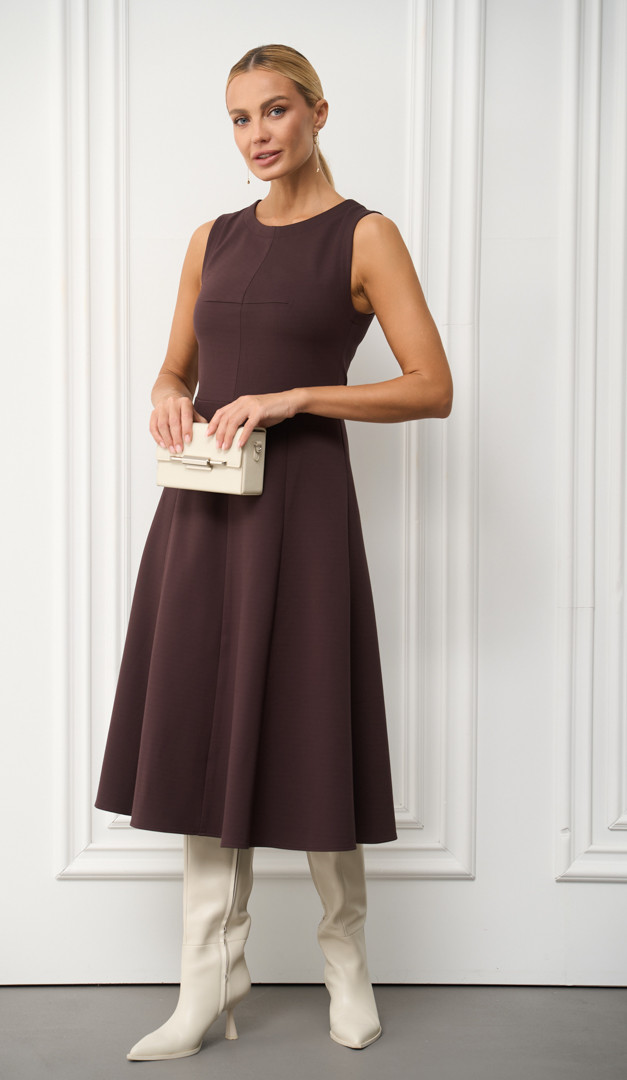 Фото sarafan-teplyj-midi-koricnevyj-1 товару Сарафан теплий міді коричневий