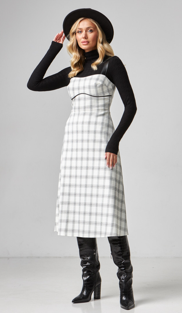 Фото sarafan-v-kletku-midi-01 товара Сарафан в клетку миди