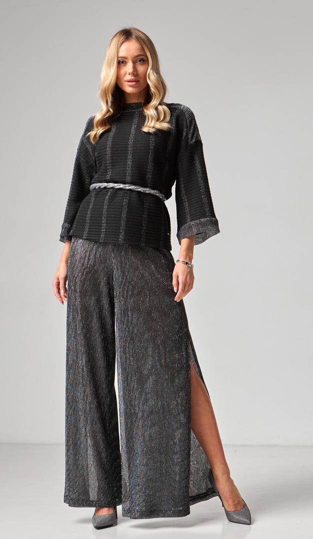 Фото stany-palacco-s-razrezami-serebrannye-01 товару Штани палаццо з розрізами срібні0