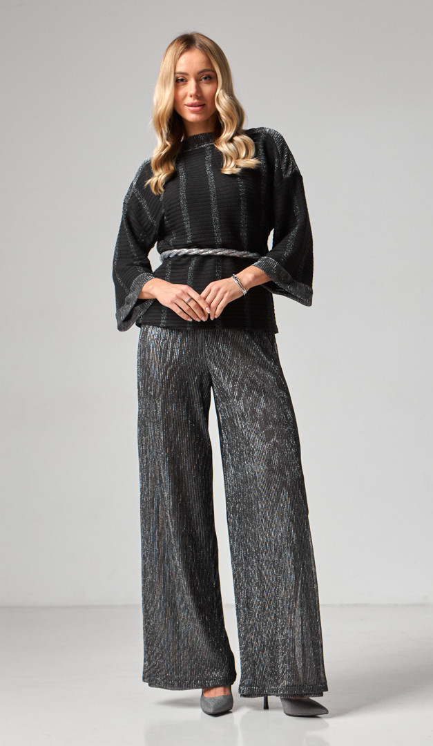 Фото stany-palacco-s-razrezami-serebrannye-05 товару Штани палаццо з розрізами срібні0