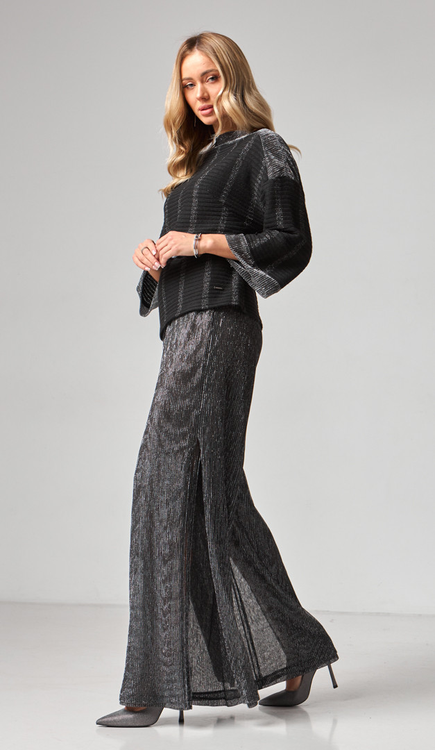 Фото stany-palacco-s-razrezami-serebrannye-06 товару Штани палаццо з розрізами срібні0