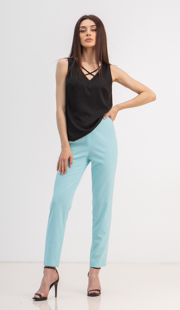 Фото stany-s-vysokoj-posadkoj-svetlaa-biruza-01 товару Штани з високою посадкою світла бірюза0