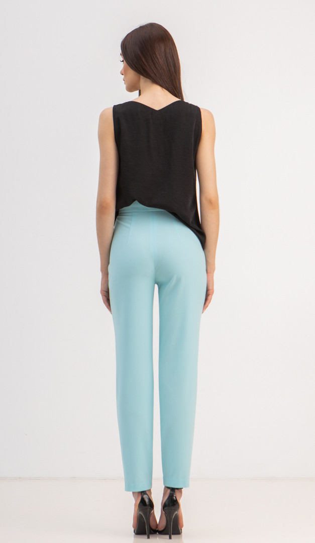 Фото stany-s-vysokoj-posadkoj-svetlaa-biruza-04 товару Штани з високою посадкою світла бірюза0