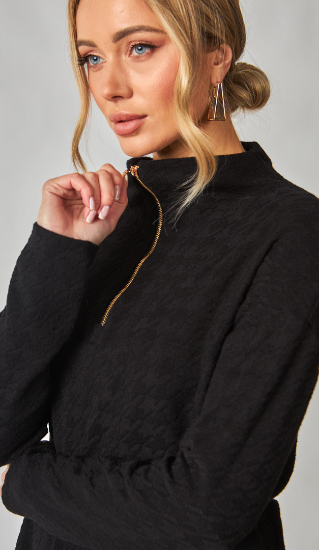 Фото svitsot-trikotaznyj-s-molniej-cernyj-05 товару Світшот трикотажний з блискавкою чорний