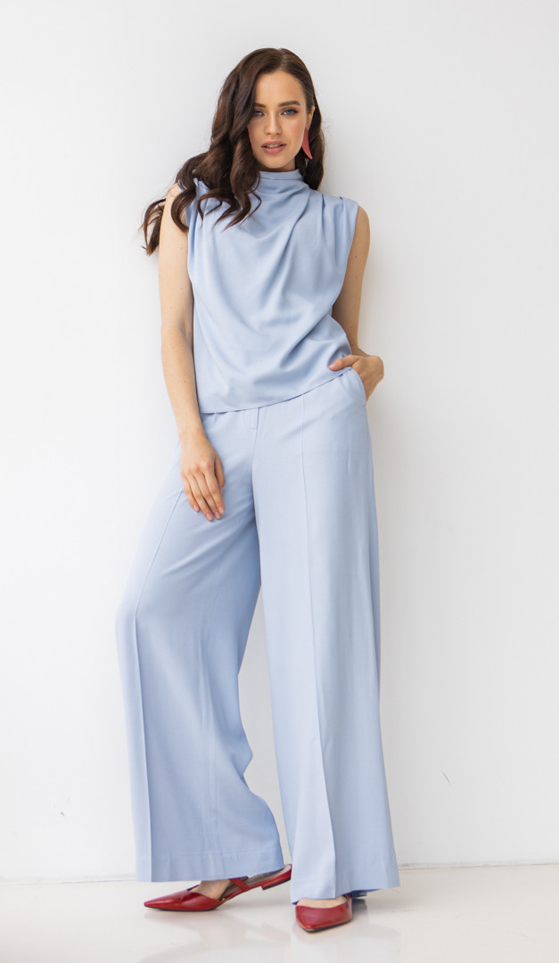 Фото top-zenskij-s-drapirovkoj-goluboj-02 товару Топ жіночий з драпіровкою блакитний