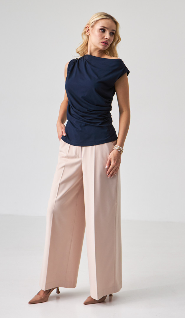 Фото top-zenskij-trikotaznyj-s-drapirovkoj-sinij-05 товару Топ жіночий трикотажний з драпіровкою синій0