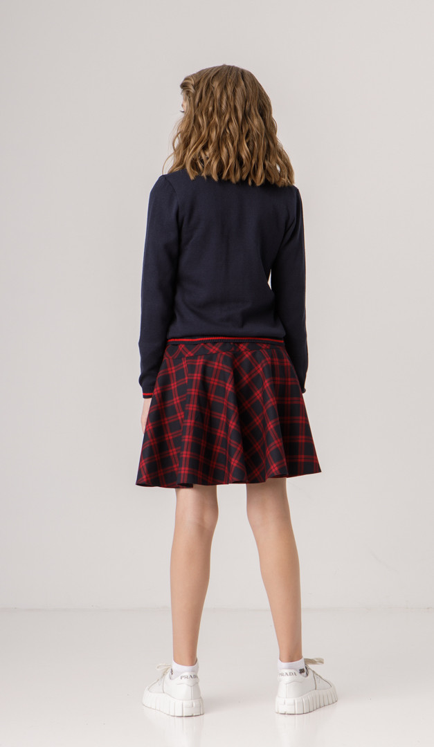 Фото trikotaznaa-kofta-dla-devocki-sinaa-s-krasnym-kant-06 товару Трикотажна кофта для дівчинки синя з червоним кантом0