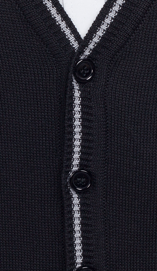 Фото trikotaznaa-kofta-dla-malcika-cernaa-s-serym-kantom-03 товара Трикотажная кофта для мальчика черная с серым кантом0