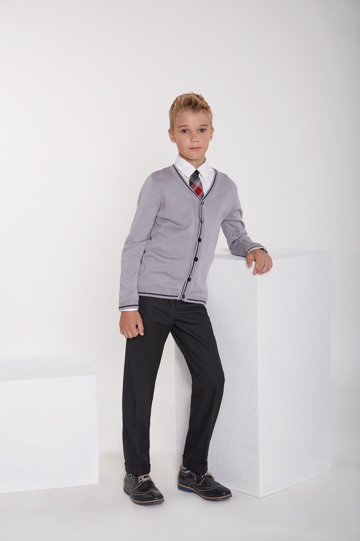 Фото trikotaznaa-kofta-dla-malcika-seraa-s-sinim-kantom-01 товару Трикотажна кофта для хлопчика сіра з синім кантом0