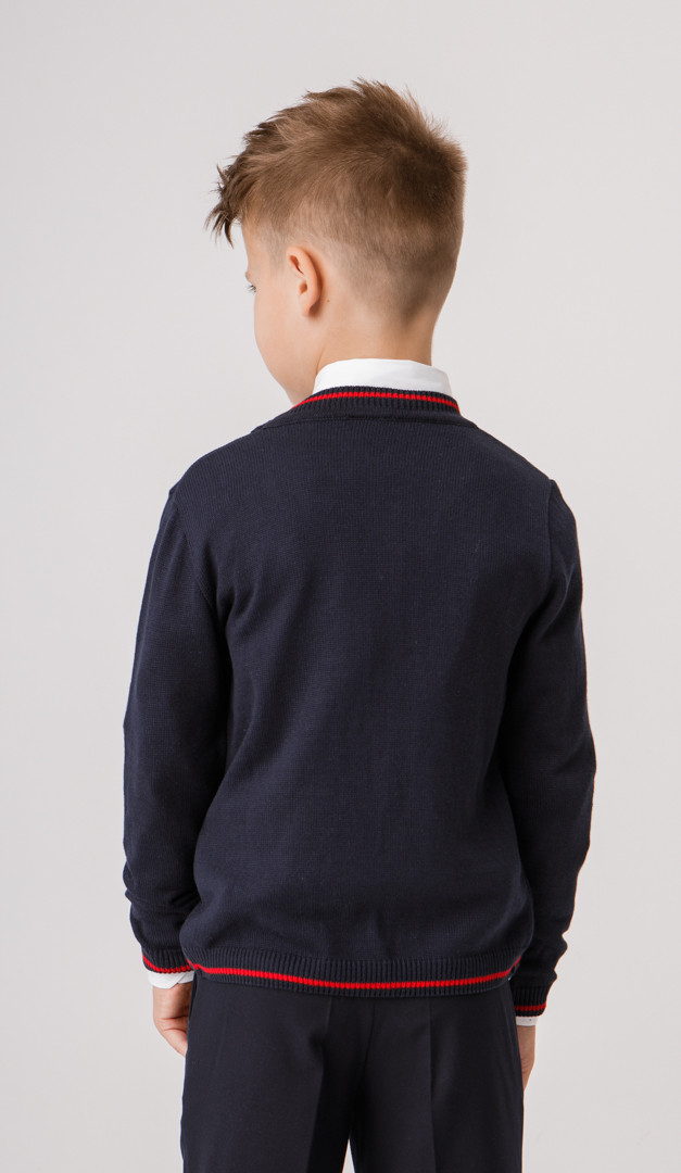 Фото trikotaznaa-kofta-dla-malcika-sinaa-s-krasnym-kantom-03 товара Трикотажная кофта для мальчика синяя с красным кантом0