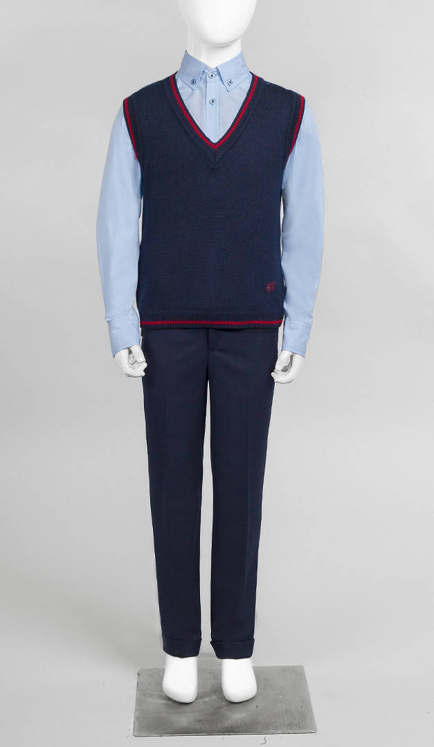 Фото trikotaznyj-zilet-sinij-s-krasnym-kantom-01 товара Трикотажный жилет синий с красным кантом0