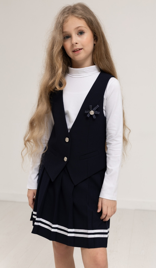 Фото ubka-dla-devocki-sinaa-s-tesmoj-01 товару Спідниця для дівчинки синя з тасьмою0