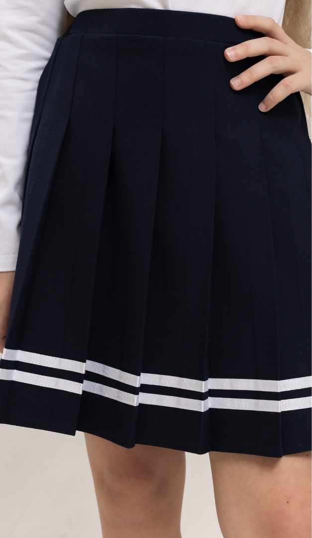 Фото ubka-dla-devocki-sinaa-s-tesmoj-03 товару Спідниця для дівчинки синя з тасьмою0