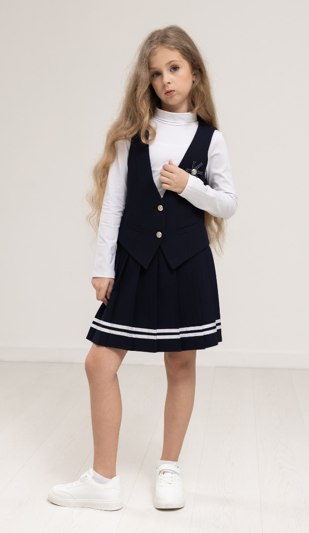 Фото ubka-dla-devocki-sinaa-s-tesmoj-05 товару Спідниця для дівчинки синя з тасьмою0