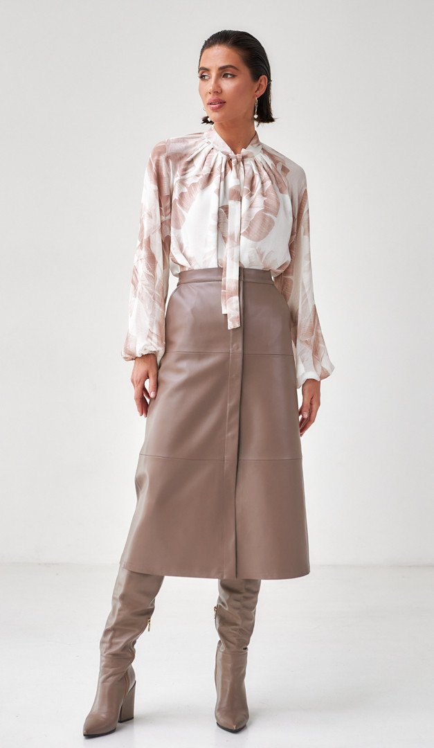 Фото ubka-iz-ekokozi-midi-kapucino-01 товара Юбка из экокожи миди капучино