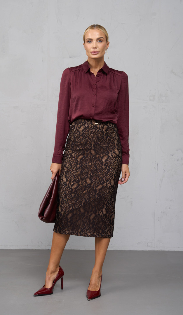 Фото ubka-midi-iz-kruzeva-koricnevaa-01 товара Юбка миди из кружева коричневая