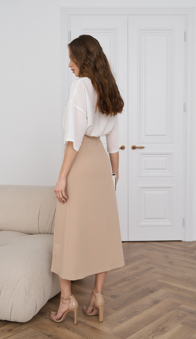 Фото ubka-midi-s-razrezom-bezevaa-05 товару Спідниця міді з розрізом бежева0